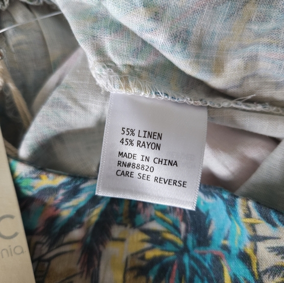 NWT C&C California Tropical Print Linen Pants - Picture 7 of 8